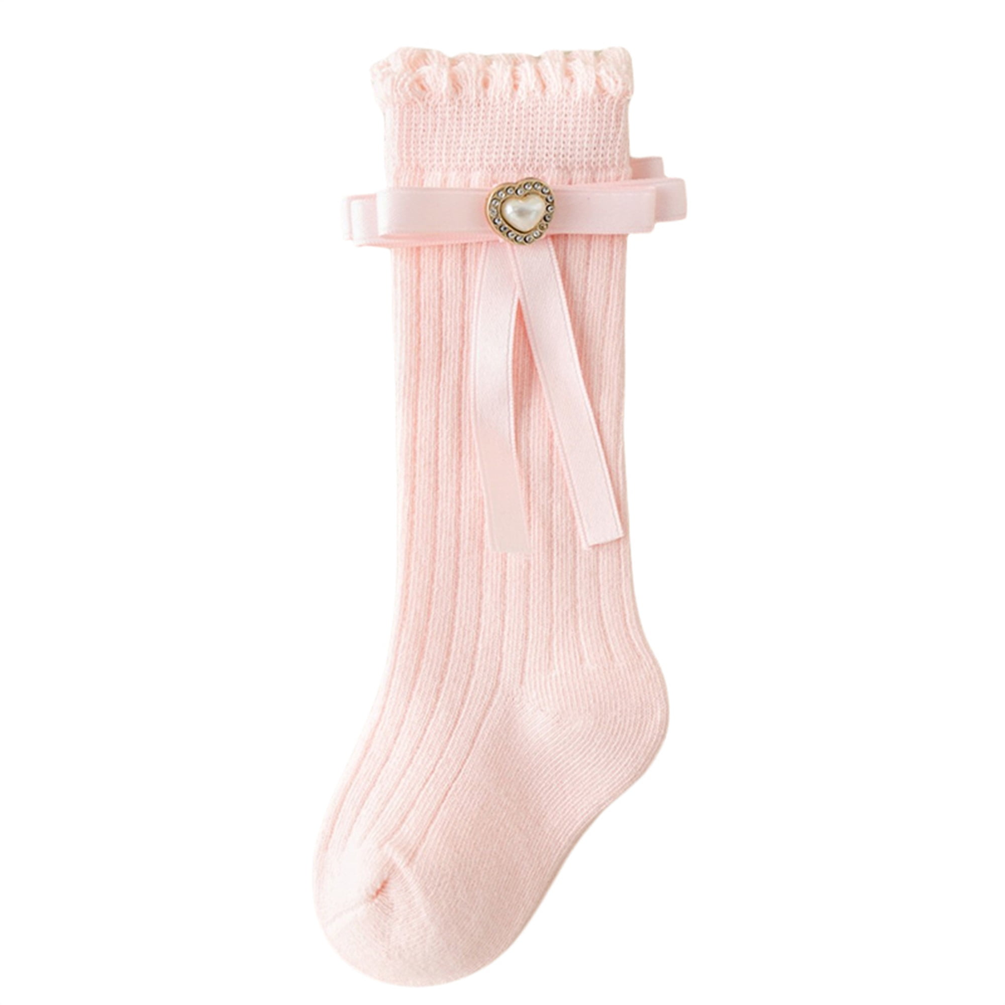 aturustex Toddler Girl Knee High Socks Long Socks Stockings with Pearl