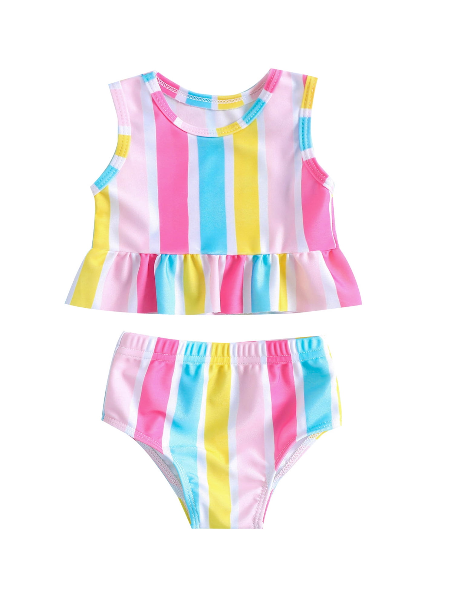 Costume da bagno due pezzi con volant, azzurro --56