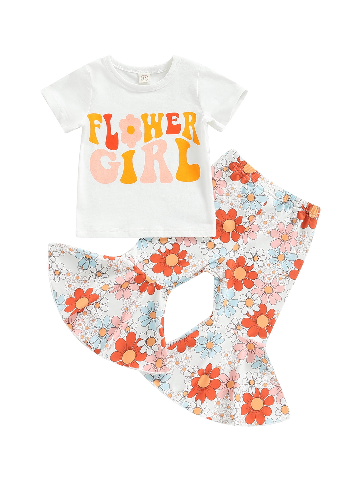 aturustex Toddler Girls Short Sleeve Letter Print Tops + Floral Flared Pants - Walmart.com