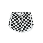 aturustex Toddler’s Summer Casual Shorts Fashion Checkerboard Print Tie-up Elastic Waist Short Pants