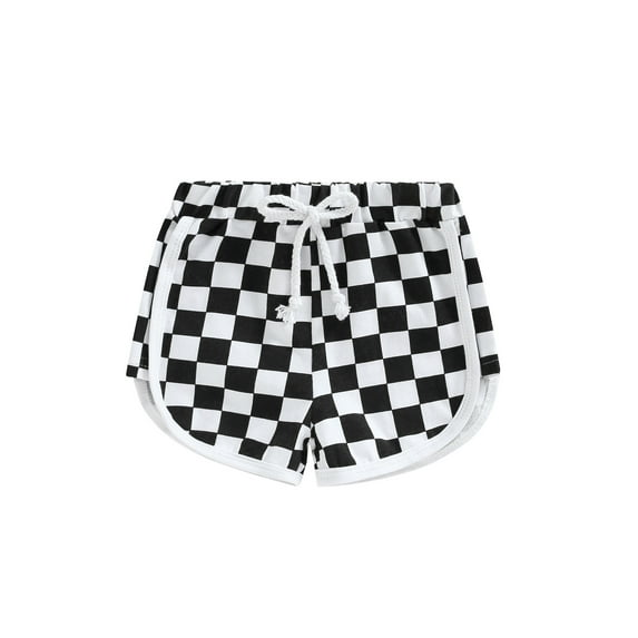 aturustex Toddler’s Summer Casual Shorts Fashion Checkerboard Print Tie-up Elastic Waist Short Pants