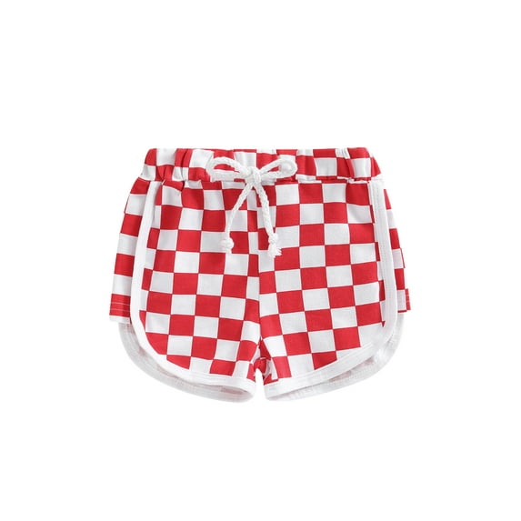 aturustex Toddler’s Summer Casual Shorts Fashion Checkerboard Print Tie-up Elastic Waist Short Pants