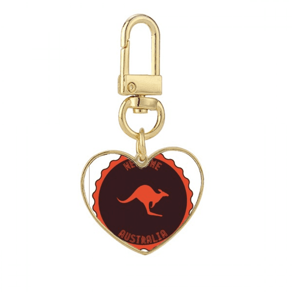 australia flavor emblem outline gold heart keychain metal keyring holder