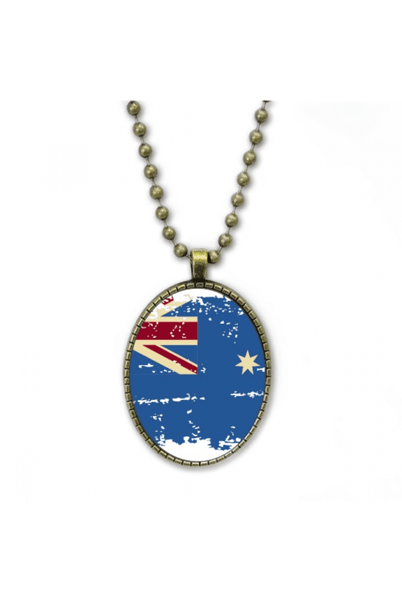 australia flavor flag retro illustration necklace vintage chain bead pendant jewelry collection