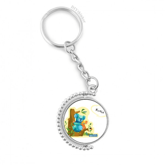 australia koala and eucalypt watercolor rotatable keyholder disc accessories chain clip