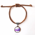 thumbnail image 1 of australia sydney opera house watercolor bracelet leather hide wristband brown jewelry, 1 of 4