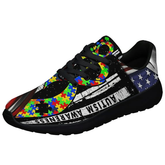 autism awareness Shoes Sneakers for Women Men Black Size 12