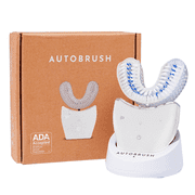 autobrush U shaped Electric Toothbrush, ADA Accepted, Sonic Pro with Unique 360° Nylon Bristles, 3 Cleaning Modes, Ultrasonic LED Light Therapy, Rechargeable, Waterproof (Adult Standard, White)