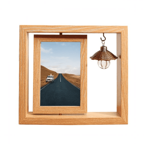 autumn car country road travel grass Wooden Rotating Picture Photo Frame 4x6