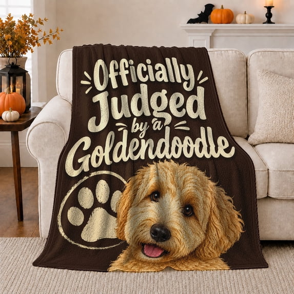 autumn celebration Goldendoodle Dog Owner Autumn, Playful Pet Portrait Pattern, Warm Flannel Blanket for Living Room and Reading Nook, Dog Lovers autumn celebration Gift, Pet Lover Home Decor