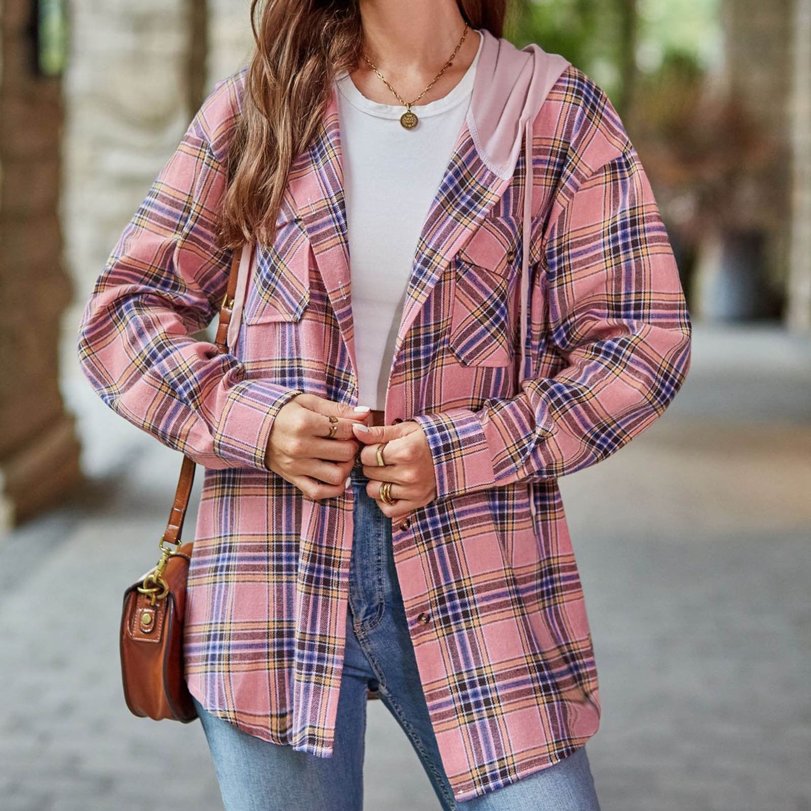 autumn clothes for women Womens Flannel Buffalo Plaid Shacket Jackets