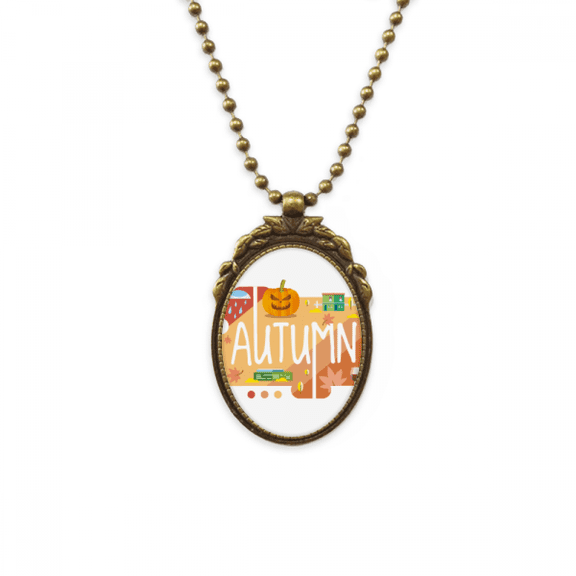 autumn season illustration antique necklace vintage bead pendant keychain