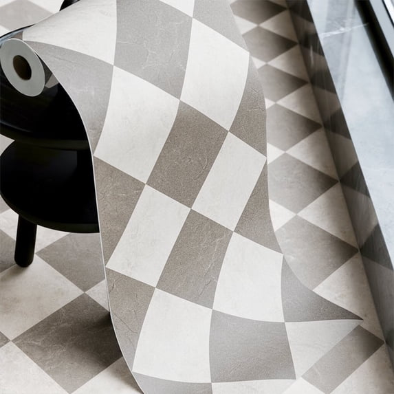 auxua Peel and Stick Floor Tile, Caramel‌ Checked Pattern Continuous ...