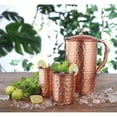 thumbnail image 1 of avador handcrafted 100% pure copper jug pitcher with 2 glass drinkware hammered finish ayurveda health benefit, 1 of 4