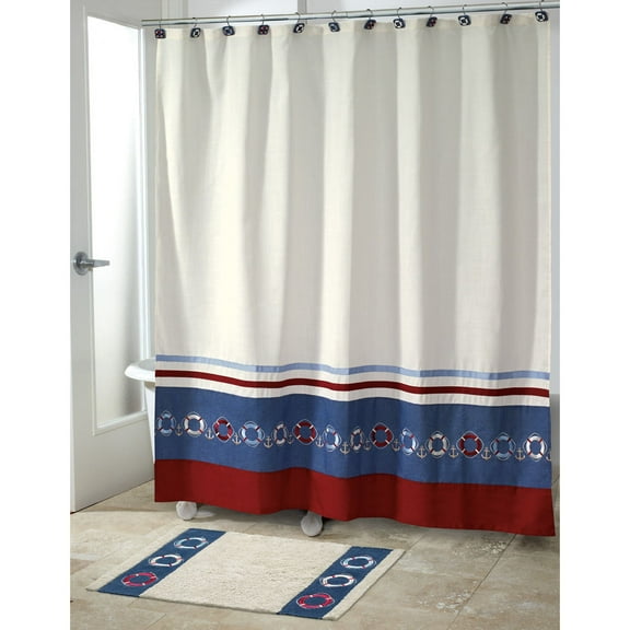 avanti linens life preservers ii shower curtain, ivory