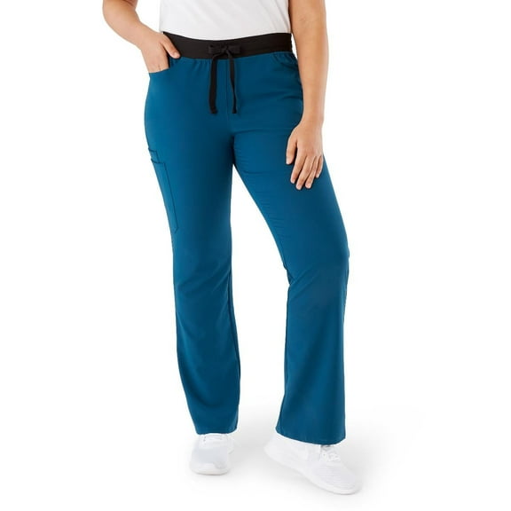 ave. Coastal Women's Seven Pocket Bootcut Scrub Pant in Caribbean Blue, L