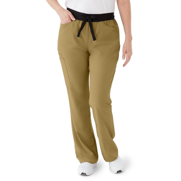ave. Coastal Women's Seven Pocket Bootcut Scrub Pant in Khaki, 4XL