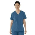 thumbnail image 1 of ave. Lex Women's Three Pocket V-Neck Tunic Scrub Top in Caribbean Blue, XS, 1 of 6