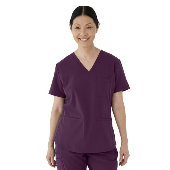 ave. Lex Women's Three Pocket V-Neck Tunic Scrub Top in Eggplant, S