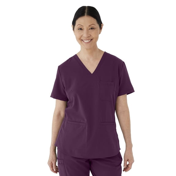 ave. Lex Women's Three Pocket V-Neck Tunic Scrub Top in Eggplant, XS
