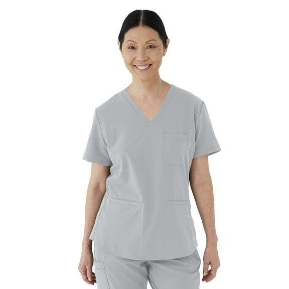 ave. Lex Women's Three Pocket V-Neck Tunic Scrub Top in Gray, S