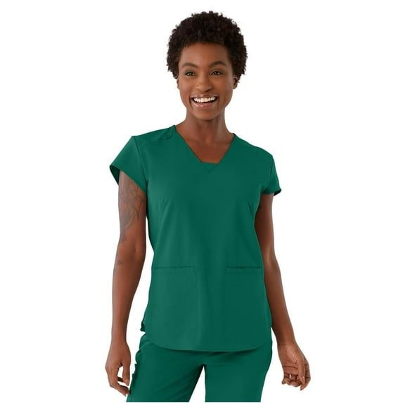 ave. Monroe Women's Two Pocket V-Neck Tunic Scrub Top in Hunter, XXL