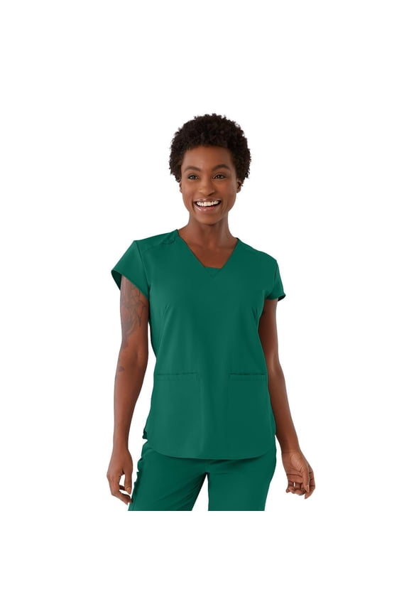 ave. Monroe Women's Two Pocket V-Neck Tunic Scrub Top in Hunter, XXL