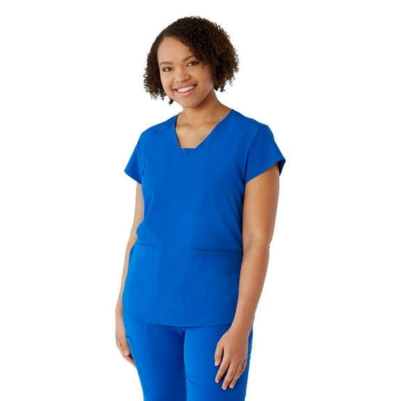 ave. Monroe Women's Two Pocket V-Neck Tunic Scrub Top in Royal, XS