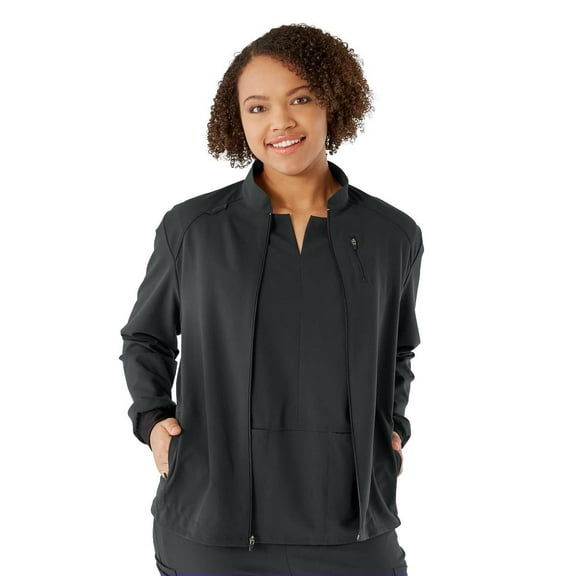 ave. Solano Women's Four Pocket Athletic Scrub Jacket in Caribbean Blue, L