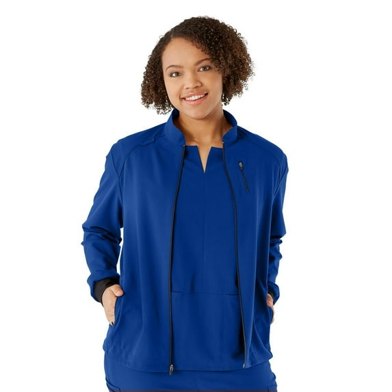 ave. Solano Women's Four Pocket Athletic Scrub Jacket in Royal, XS