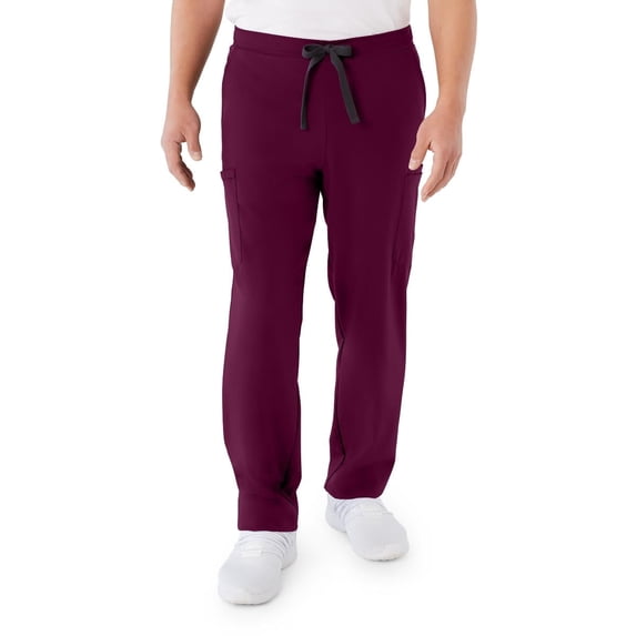 ave. Unisex Clinton Straight Leg Six Pocket Cargo Scrub Pant in Wine, XS Tall