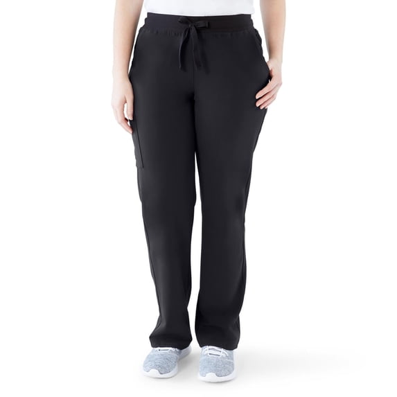 ave. Varick Women's Six Pocket Midrise Straight Leg Scrub Pant in Black, L Tall
