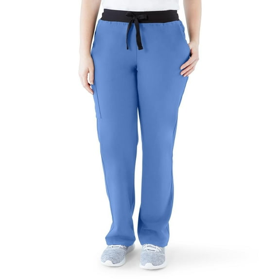 ave. Varick Women's Six Pocket Midrise Straight Leg Scrub Pant in Ceil Blue, XL