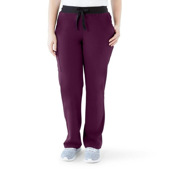 ave. Varick Women's Six Pocket Midrise Straight Leg Scrub Pant in Eggplant, XXS Tall