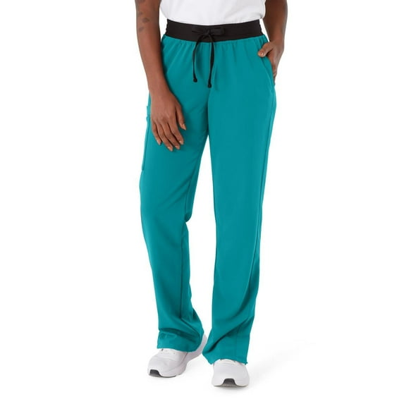 ave. Varick Women's Six Pocket Midrise Straight Leg Scrub Pant in Teal Blue, XS