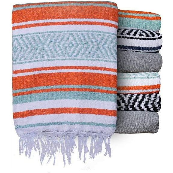 $averPak BodyForge & InsectGuard Permethrin Treated Insect Repellent Authentic Mexican Falsa Yoga Blanket - Includes 1 (Orange/Teal/White) Blanket