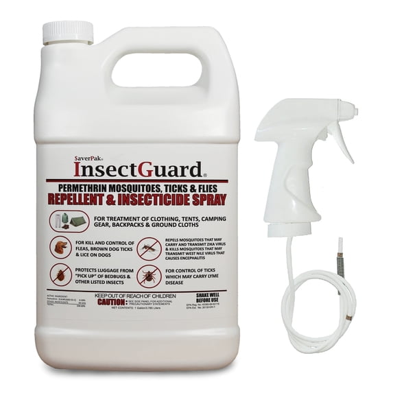 SaverPak InsectGuard Permethrin Mosquitoes, Ticks and Flies Repellent & Insecticide Spray Gallon (128oz)