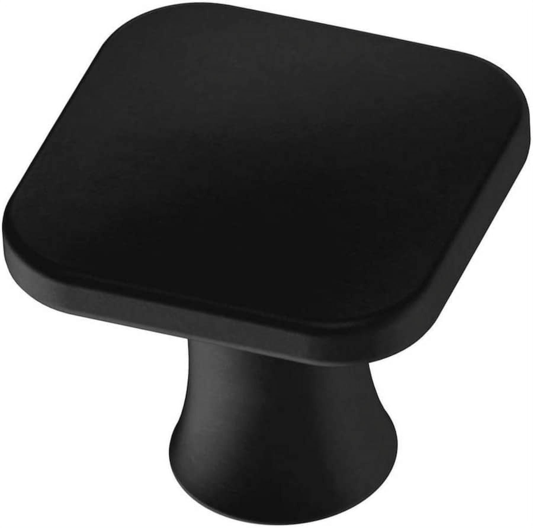 Matte Black Square Wood Cabinet Knob with Mounting Hardware