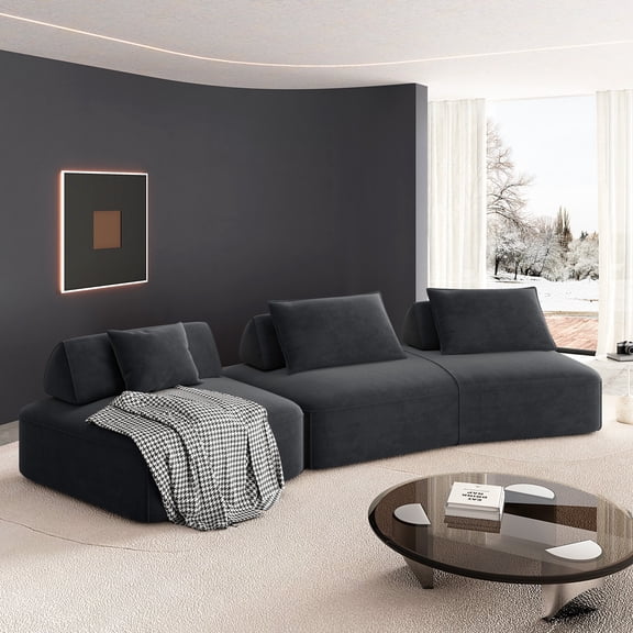 avobird 139" Modern Light Luxury Oversized Modular Sectional Sofa,Chenille Sofa with Removable Backrests and Soft Throw Pillows,Deep-Seated Sofa Suitable for Living Rooms and Offices,Dark Gray