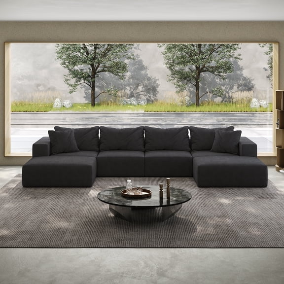 Vinform 162" Modern Upholstered Sectional Sofa with 6 Pillows, Free Combination Sectional Sofa Set for Living Room, Gray