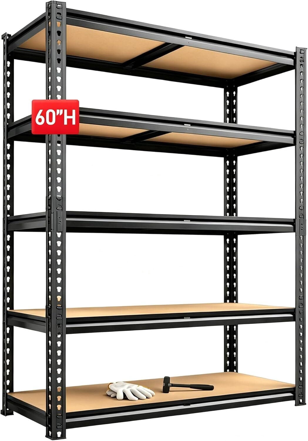 avobird 60" Heavy Duty Storage Shelves, 1800LBS Capacity Metal Shelving Unit, Adjustable Garage Shelves & Organizer with Overlap Design for Home Garage Warehouse Storage Shop