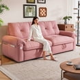 thumbnail image 1 of avobird 77.2'' Pull Out Sofa Bed, Pre-Assembled Sleeper Sofa Bed with USB Charging Ports and Side Pocket, 3 in 1 Velvet Sofa for Living Room, Pink, 1 of 8