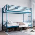 thumbnail image 1 of avobird Bunk Bed with Ladder and high Guardrail,19 bed crossbars, Able to Split, Metal Bunk Bed, Storage Space, Noise Free,Twin Over Twin Size, Blue, 1 of 6