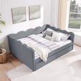 thumbnail image 1 of avobird Cozy Gingham Daybed with 2 Storage Drawers Queen Size Sofa Bed for Living Room, Sleeper Sofa with USB Port and Adorable Wave Shaped, Linen Fabric, Navy Blue, 1 of 8