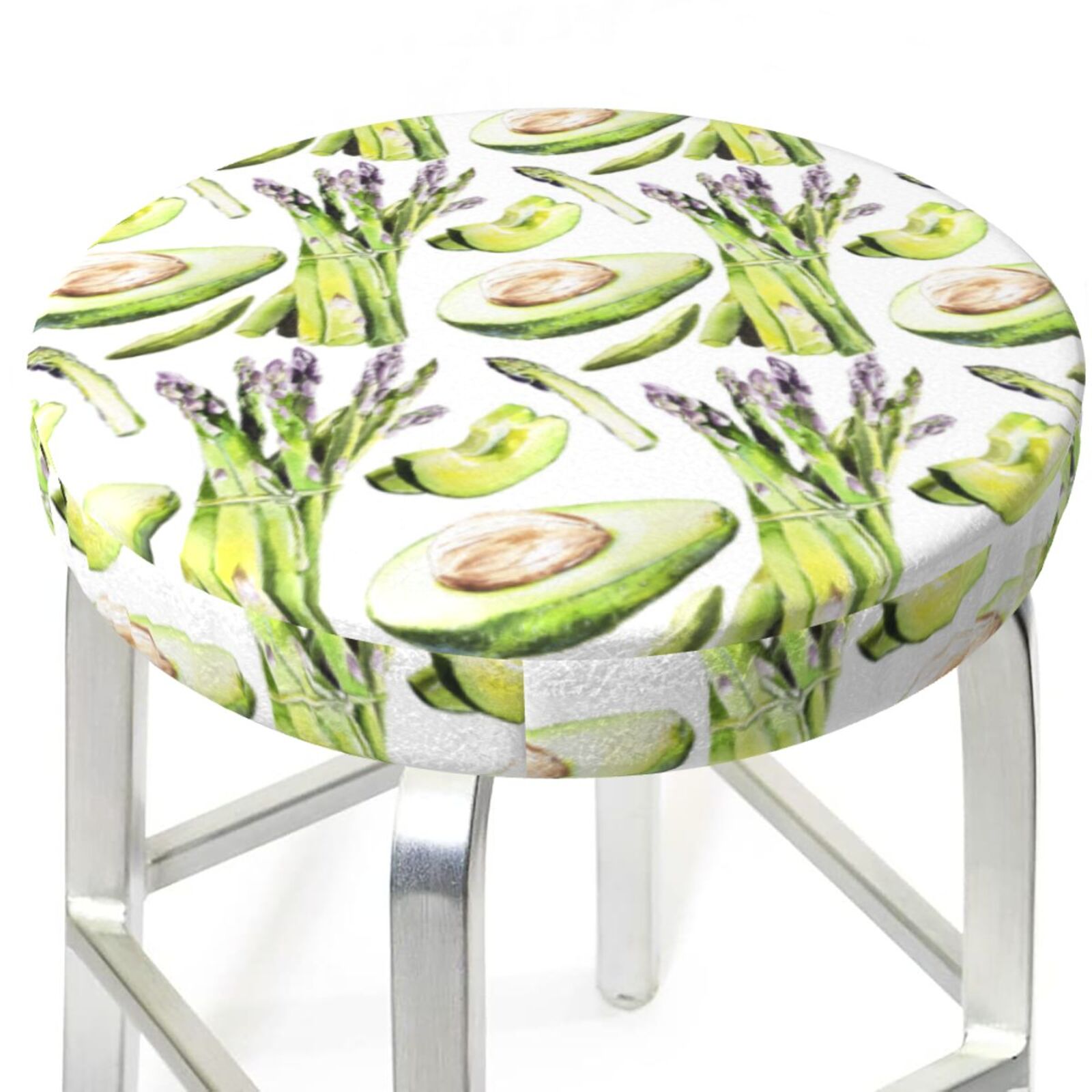 avocado Asparagus Round Bar Stool Seat Covers, Elastic Round Chair ...