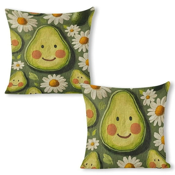 avocados daisies faceslinen throw pillowcase decoration pillowcase gifting preferred 18x18 inch cushion cover 2 sets sofa pillowcase sofa bedroom living room car