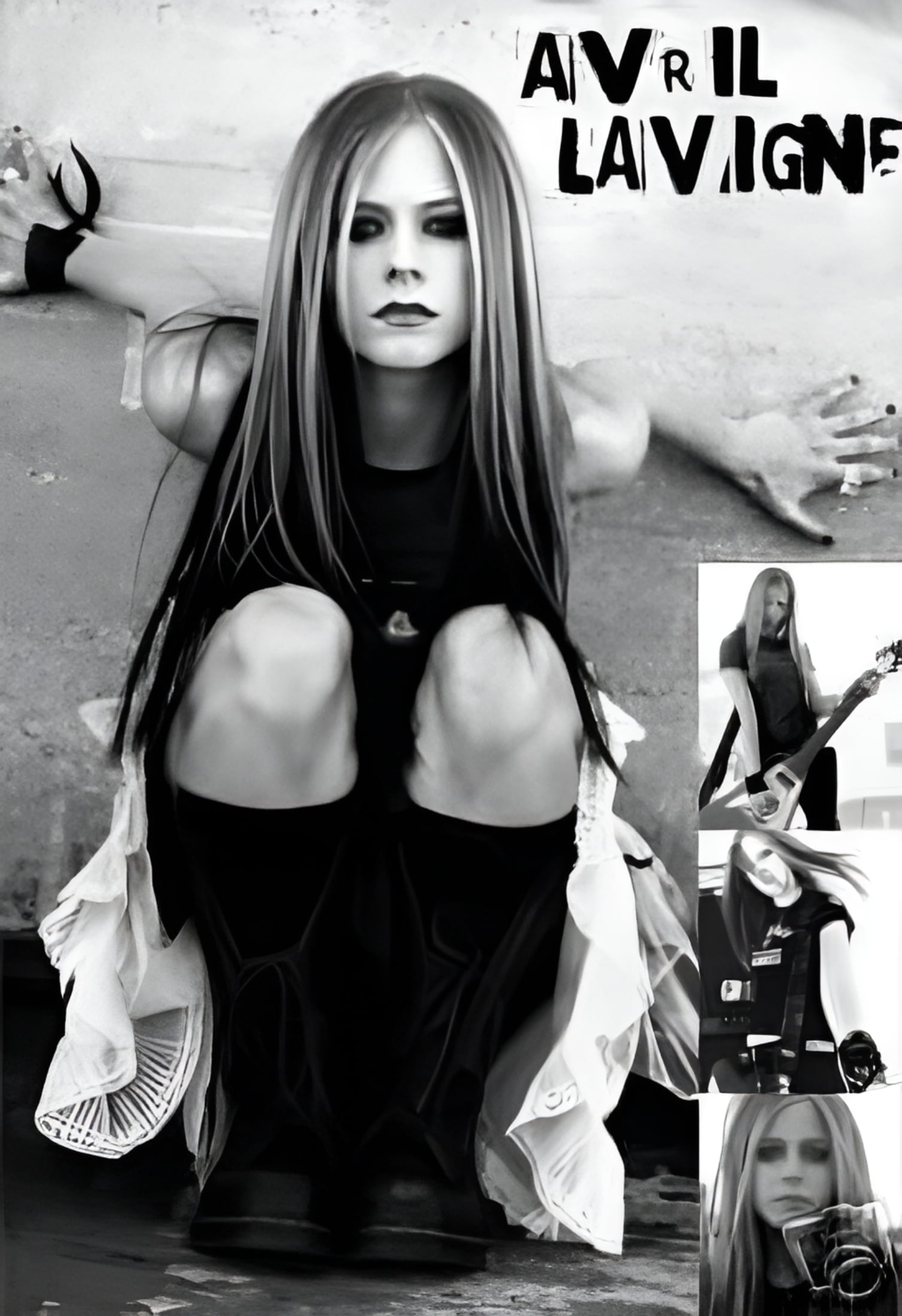 Avril Lavigne Singer Black and White Collage Poster 24x36