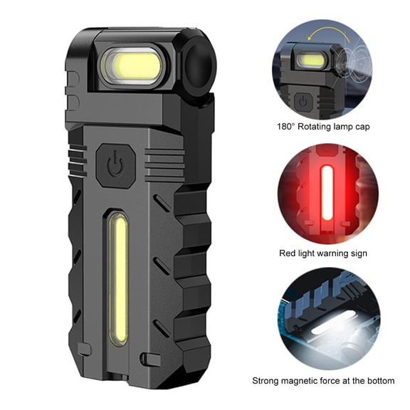 awjaisca 1/2/3Pcs 180 Degrees Rotating Head Flashlight Magnetic Dual Beam LED Work Light USB Rechargeable Pocket-Size Outdoor Camping EDC Lamp