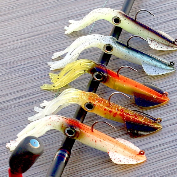 awjaisca 14CM Glow-in-the-dark Squid Lure with Hook Realistic Bionic Artificial Octopus Swimbait Luminous Simulation Soft Lure Saltwater Freshwater Fishing Accessories