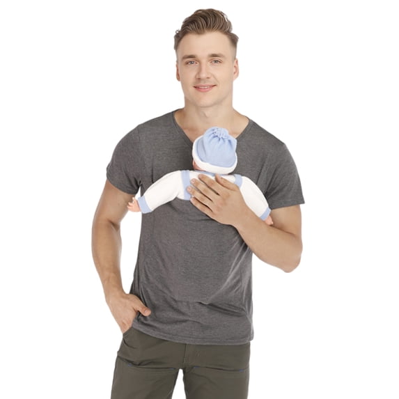 awjaisca Men Baby Carrier Shirt Cotton Blend V Neck Short Sleeve Dad Tee Baby Wearing T-Shirt for Comfortable Parenting Baby Care